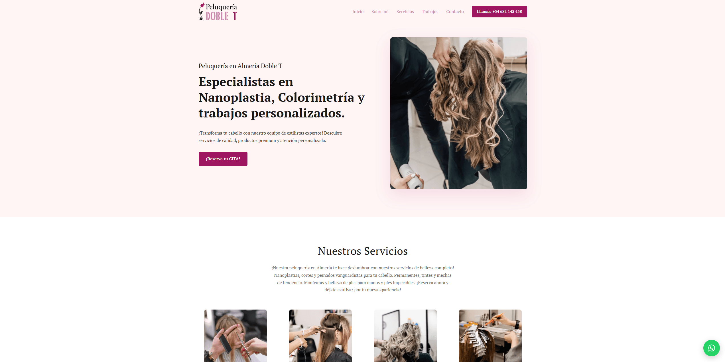 Sitio web Peluquería Doble T en Almería